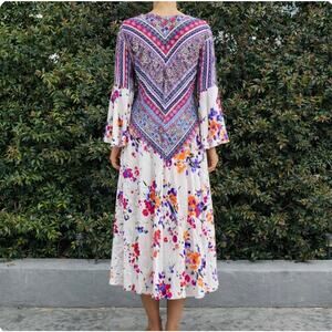NWT Multicolor BellSleeve Kimono CoverUp Women Small Hippie Boho Festival Duster